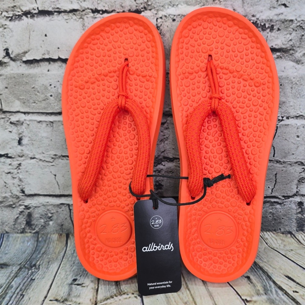 Allbirds Sugar Zeffer Sandals Women 10 Men 8 Orange Sugarcane‎ Flip Flops Summer